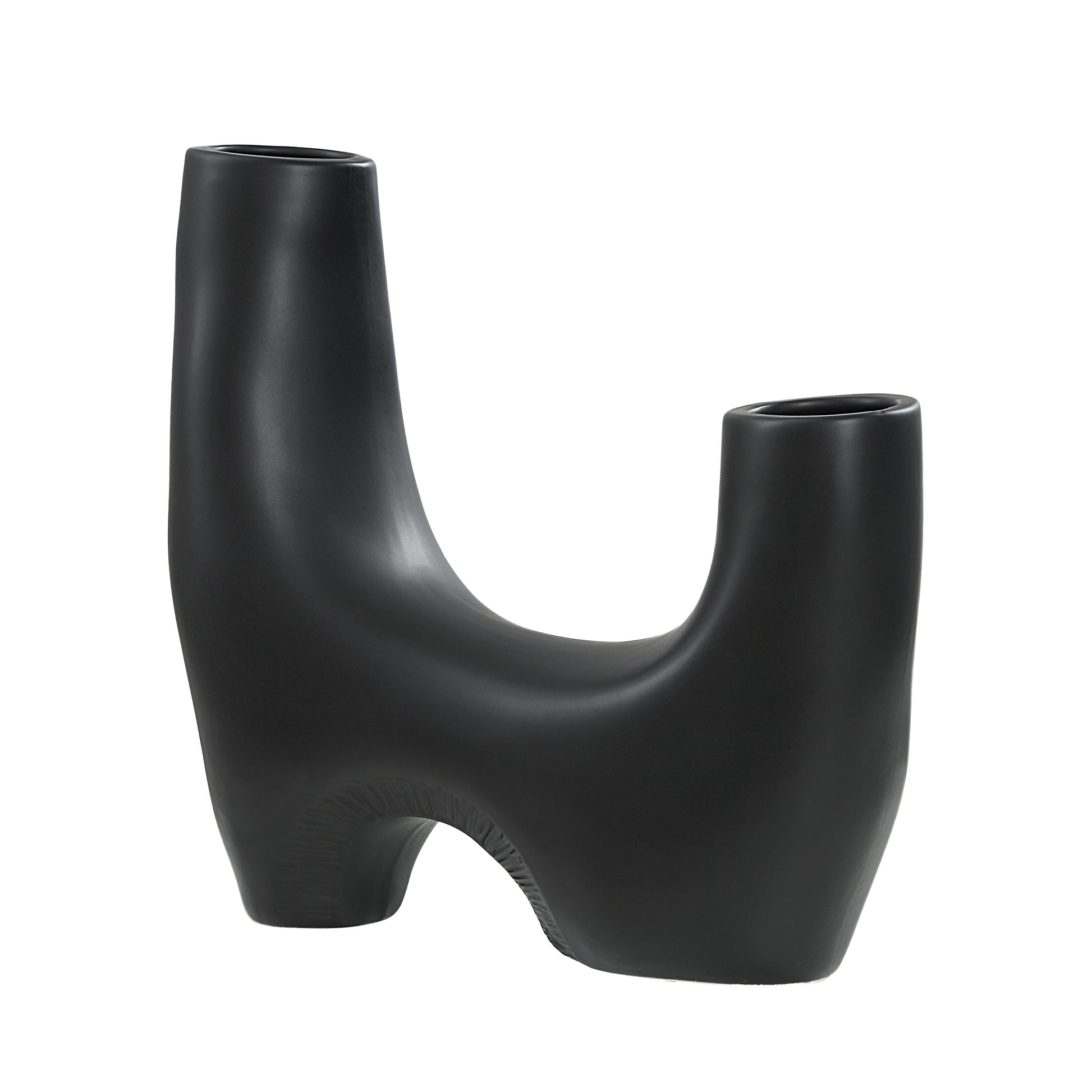 Doppio Indoor Ceramic Vase, Matte Black-Vase-DECOROLALA