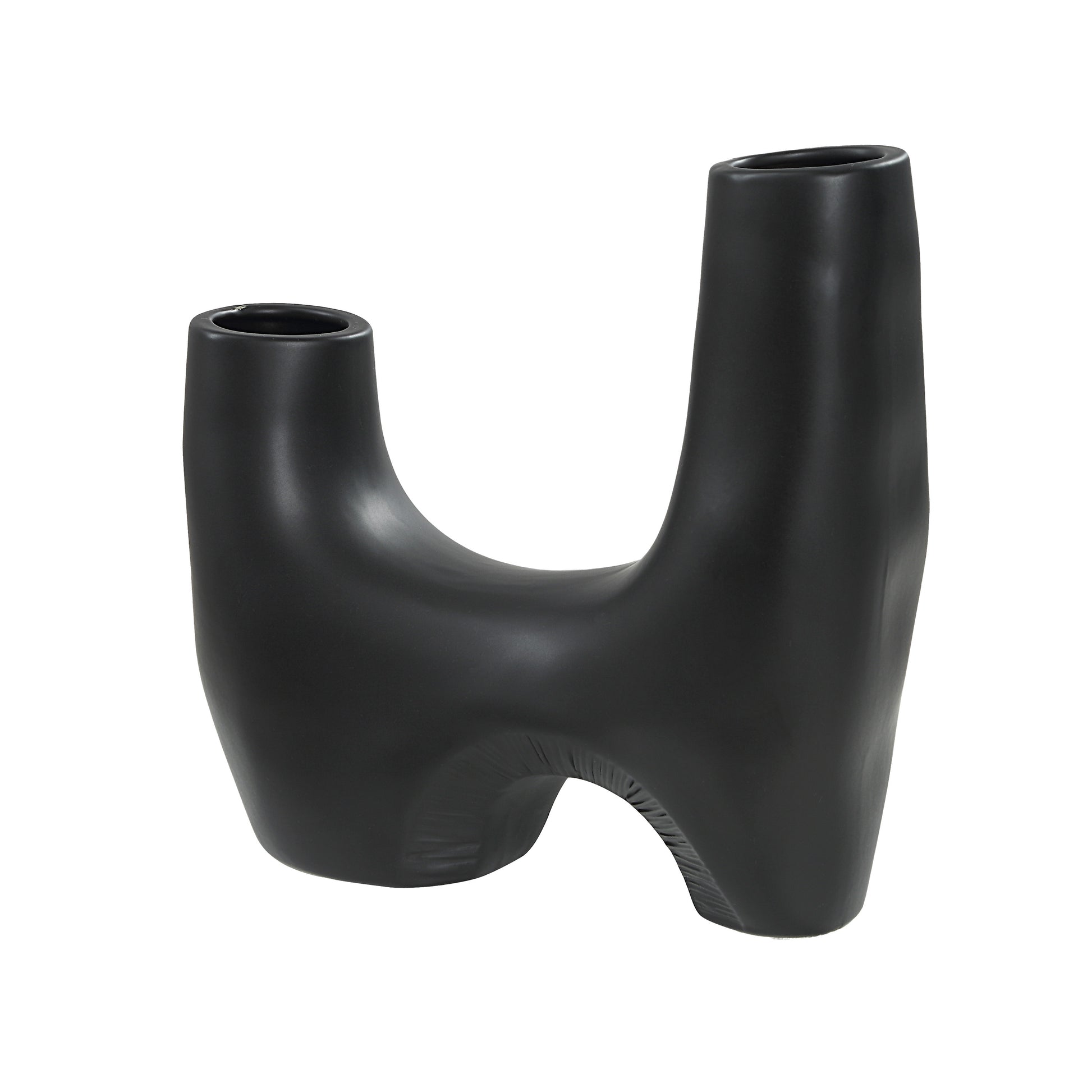 Doppio Indoor Ceramic Vase, Matte Black-Vase-DECOROLALA