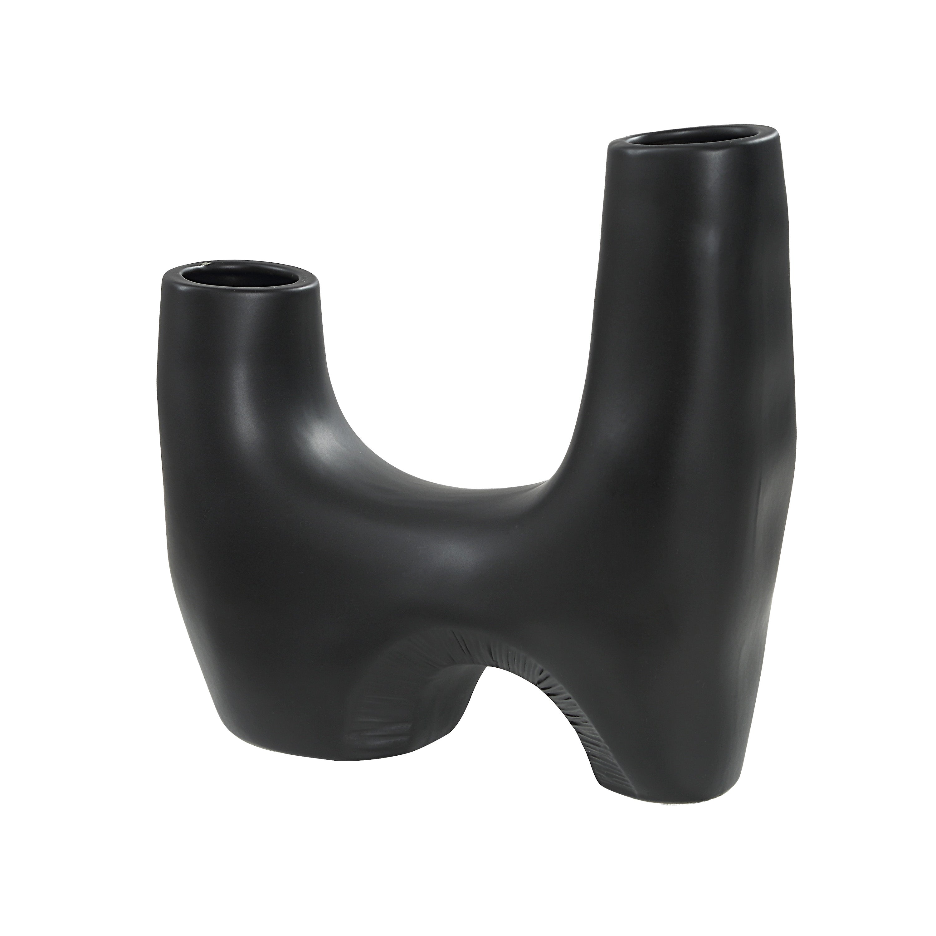 Doppio Indoor Ceramic Vase, Matte Black-Vase-DECOROLALA