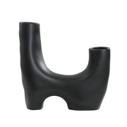 Doppio Indoor Ceramic Vase, Matte Black-Vase-DECOROLALA