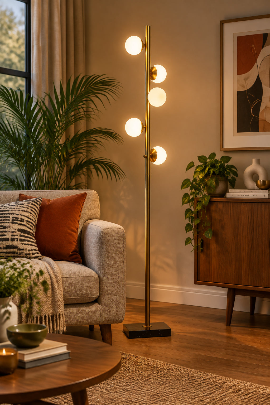Doppler LED Tree Lamp - Brass 5-Shade-Lighting-DECOROLALA