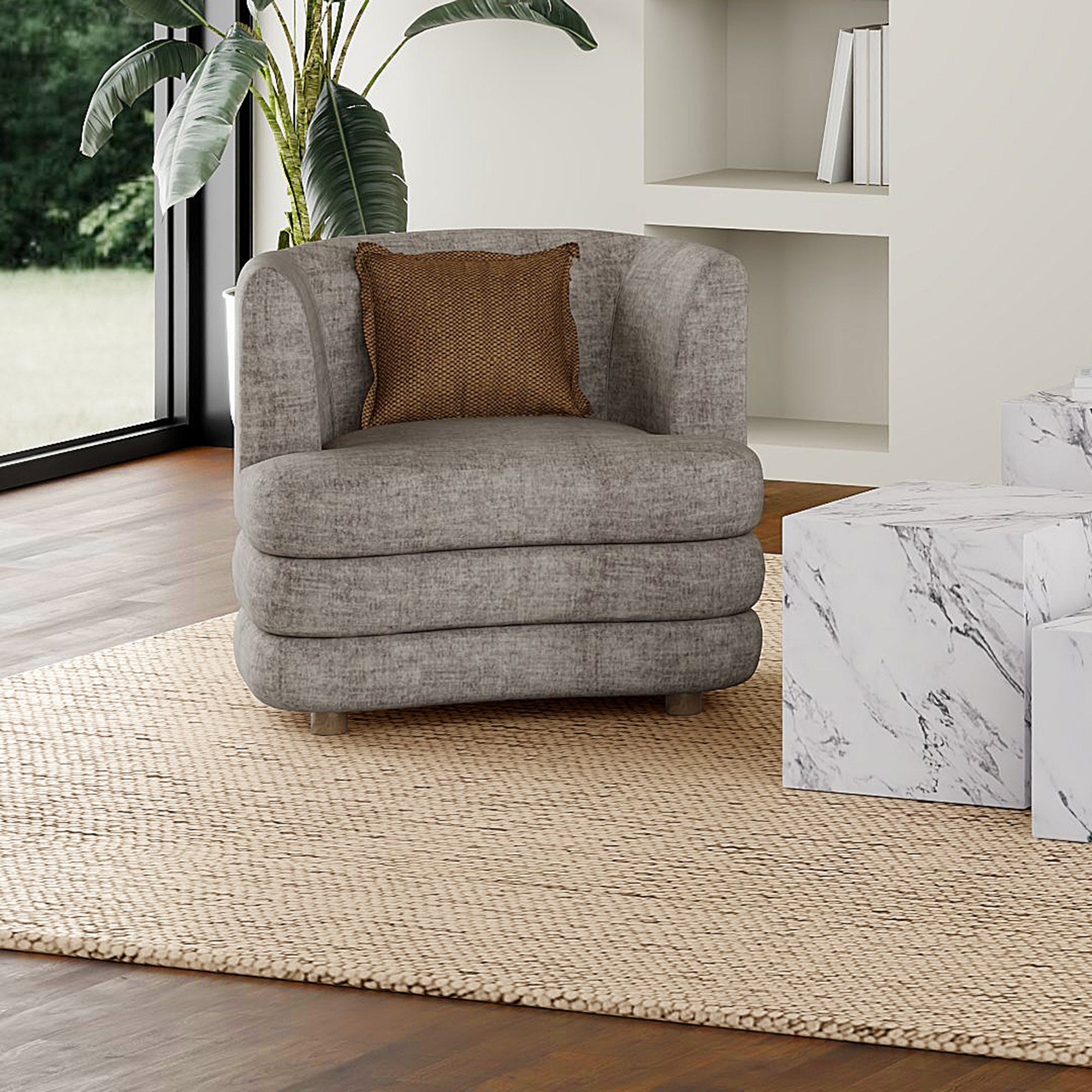 Dorian Accent Chair - Dark Taupe Velvet Large Seat-DECOROLALA