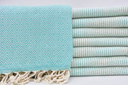 Dotty Diamond Turquoise Turkish Towel 40x70-Turkish Towel-DECOROLALA