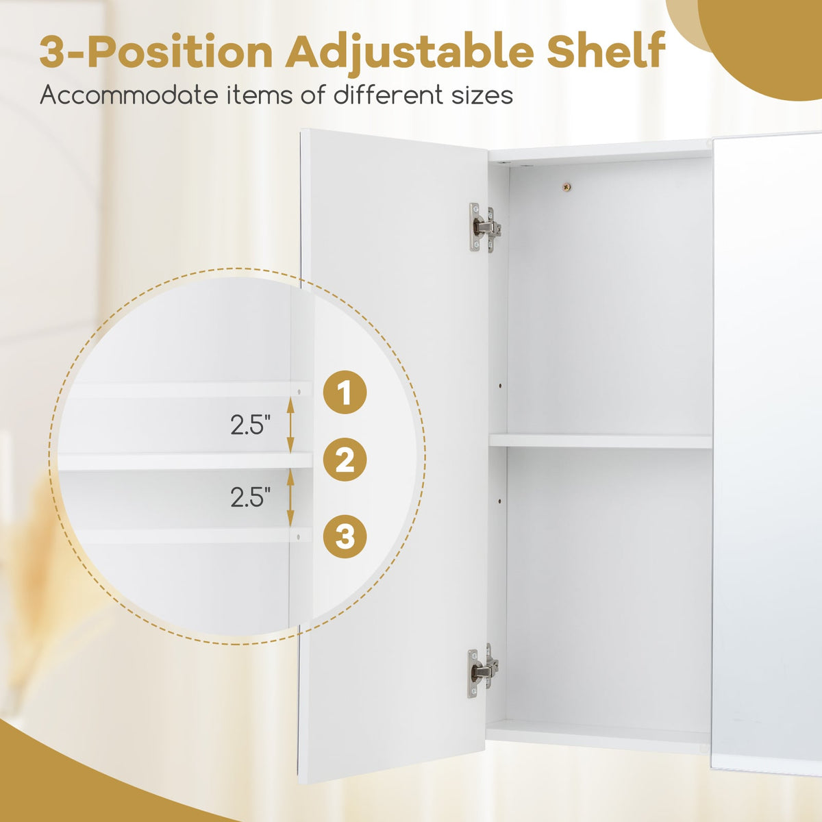 Double Door Bathroom Wall Cabinet with Mirror and Adjustable Shelf-Wall Cabinets-DECOROLALA