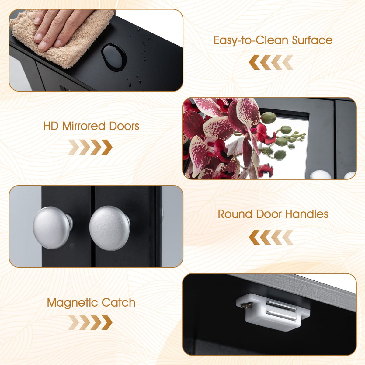Double Door Wall-Mounted Bathroom Mirror Cabinet - Black 22"-Wall Cabinets-DECOROLALA