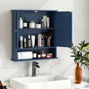 Double Door Wall-Mounted Mirror Cabinet - Blue 22" x 23"-Wall Cabinets-DECOROLALA