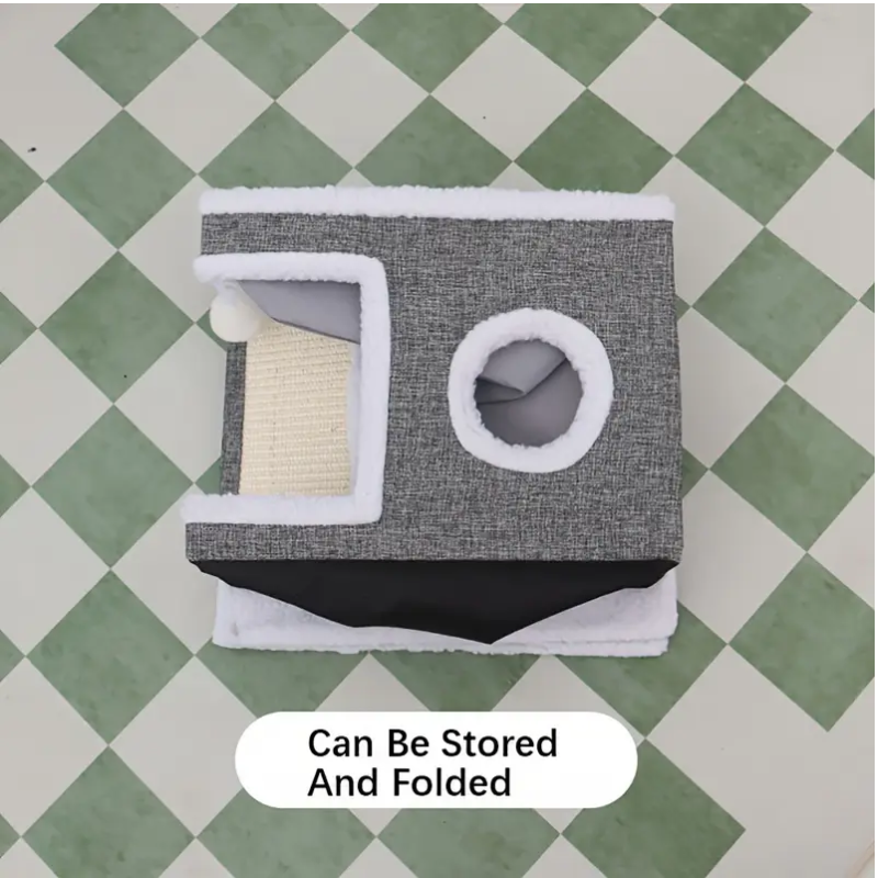 Double-Layer Cat Bed Cave Sofa-Cat Furniture-DECOROLALA