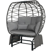 Double Outdoor Glider Egg Chair - Dark Grey Wicker-DECOROLALA