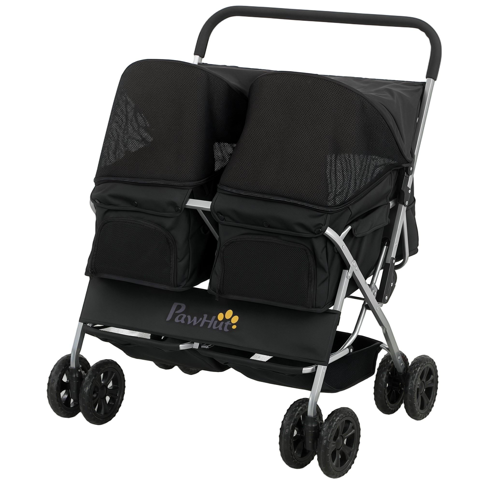 Double Pet Stroller - Foldable 2-Seater Dog Stroller Black-Dogs-DECOROLALA