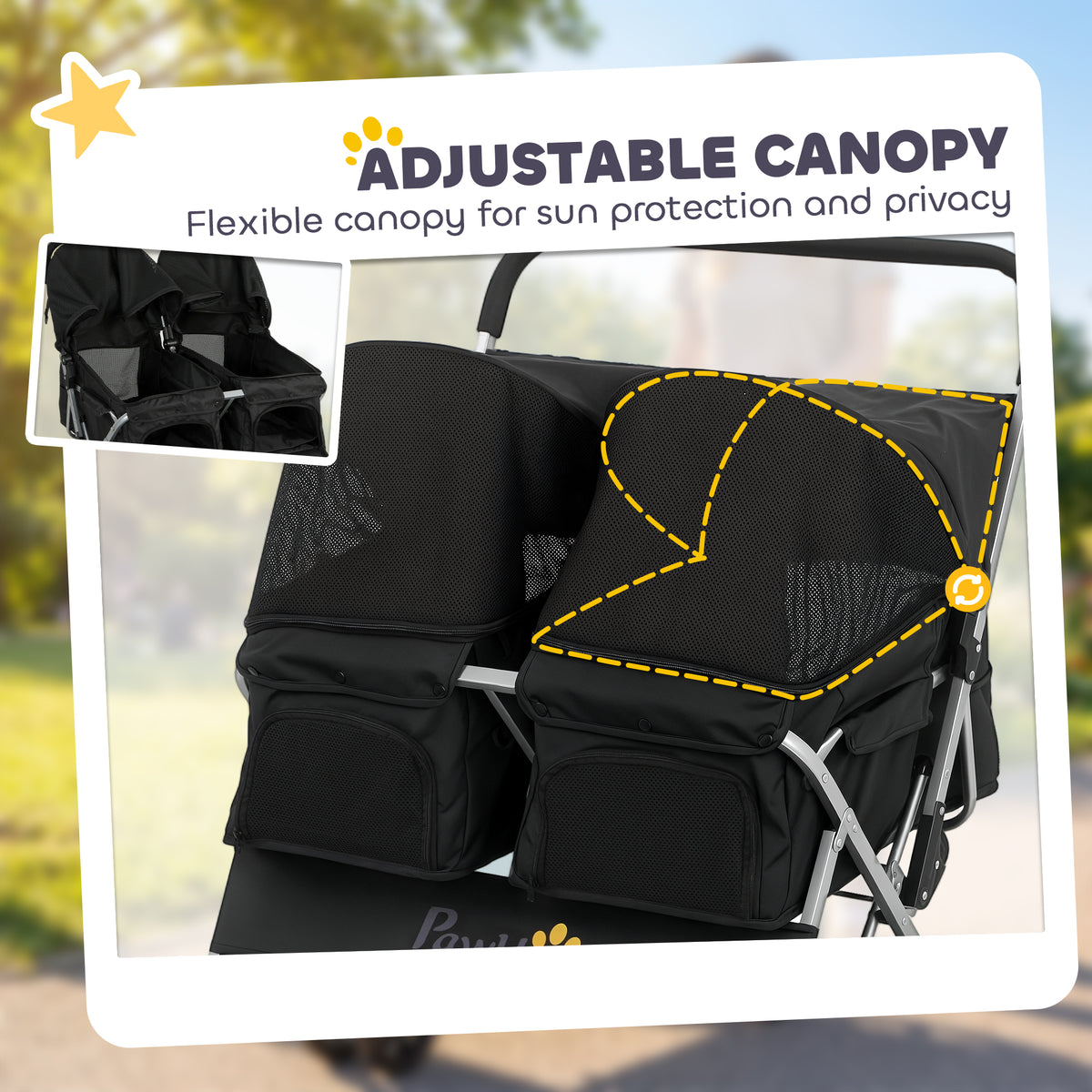 Double Pet Stroller - Foldable 2-Seater Dog Stroller Black-Dogs-DECOROLALA