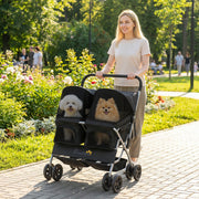 Double Pet Stroller - Foldable 2-Seater Dog Stroller Black-Dogs-DECOROLALA