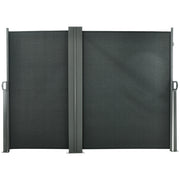 Double Retractable Side Awning - 236" x 63" Grey-Retractable Side Awnings-DECOROLALA