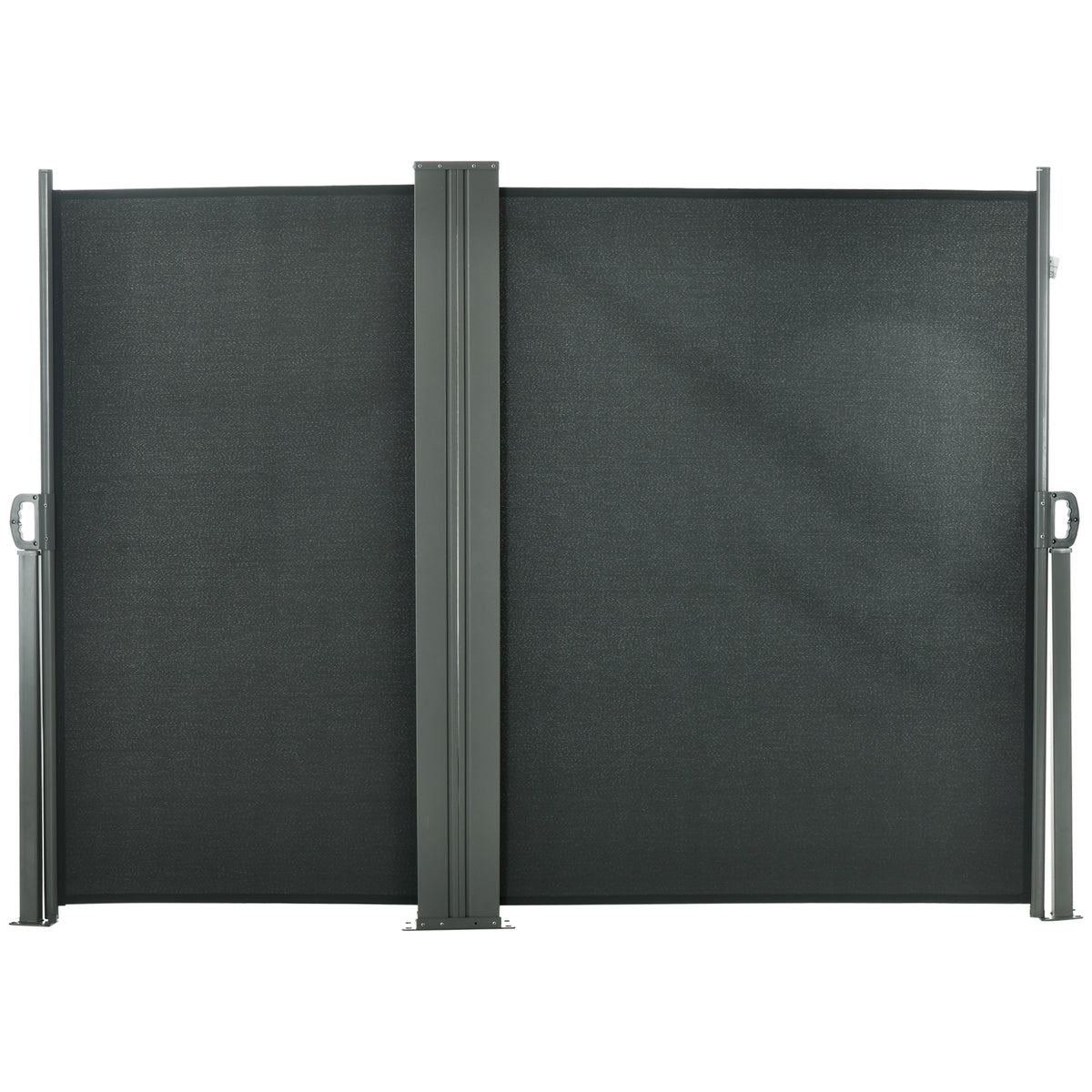 Double Retractable Side Awning - 236" x 63" Grey-Retractable Side Awnings-DECOROLALA