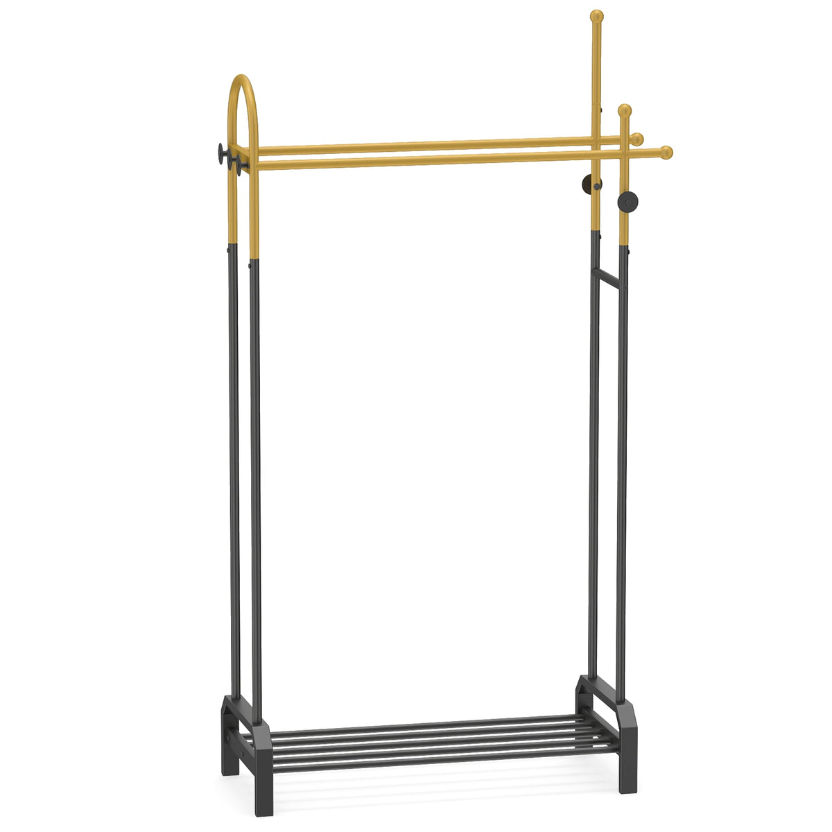 Double Rods Garment Rack for Hanging Clothes-Gold-Clothing & Closet Storage-DECOROLALA