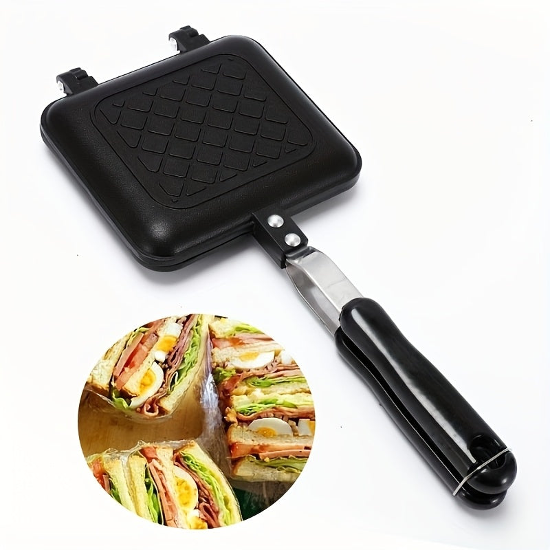 Double-Sided Non-Stick Sandwich & Waffle Maker - Black Aluminum-Sandwich Maker-DECOROLALA