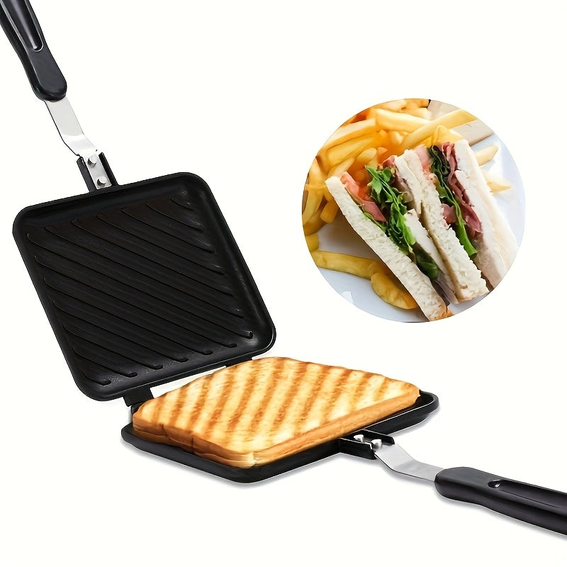 Double-Sided Non-Stick Sandwich & Waffle Maker - Black Aluminum-Sandwich Maker-DECOROLALA
