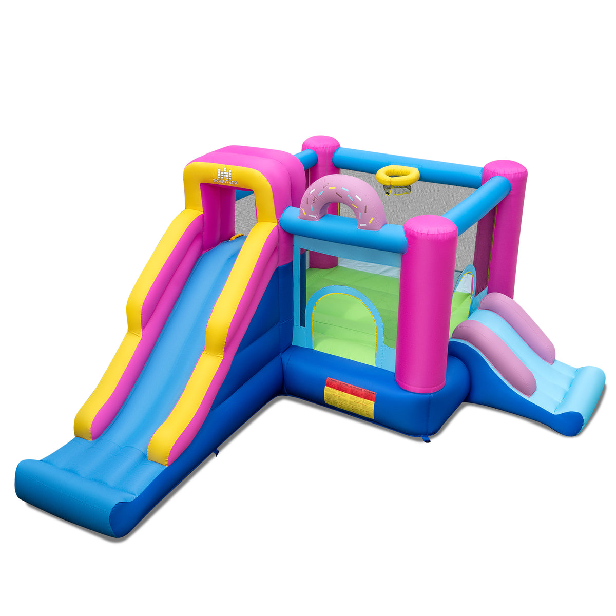 Doughnut Themed Inflatable Bounce House with Slides and Hoop-Inflatable Bounce Houses-DECOROLALA