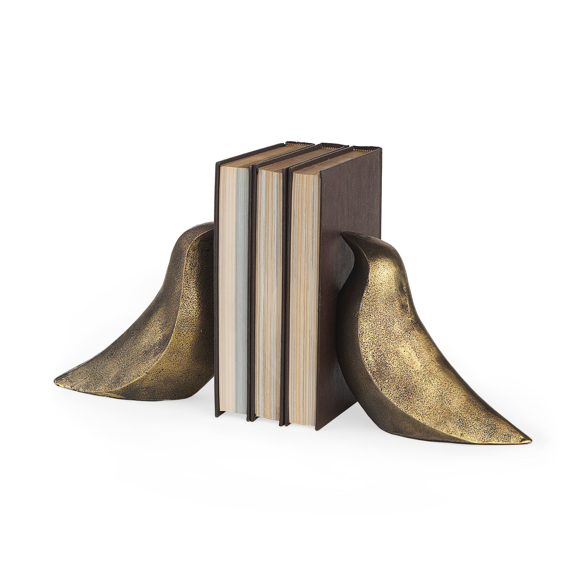 Dover (Set of 2) 15L x 4W Gold Aluminum Dove Bookends-Bookends-DECOROLALA