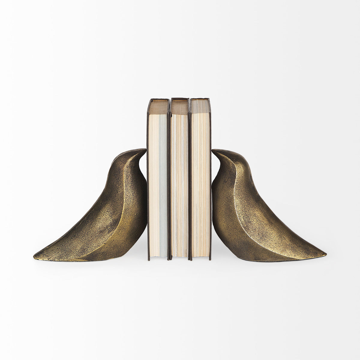 Dover (Set of 2) 15L x 4W Gold Aluminum Dove Bookends-Bookends-DECOROLALA