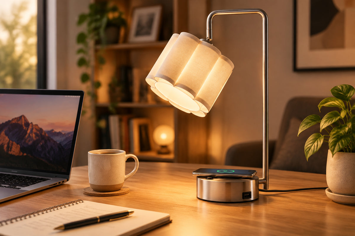 Dover Supercharger Desk Lamp - USB & Wireless Charging-Lighting-DECOROLALA