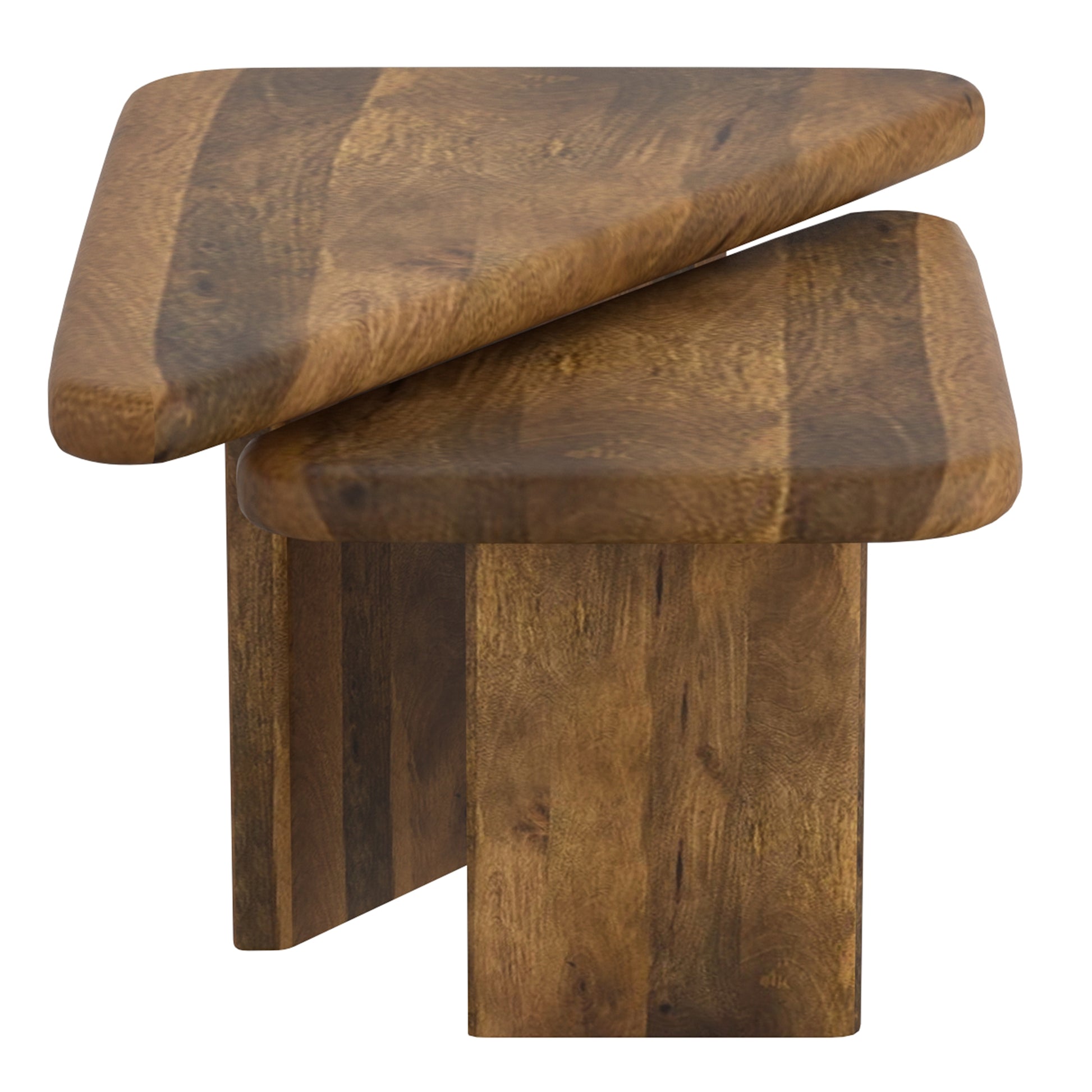 Draco 2-Piece Nesting Coffee Tables - Walnut Mango Wood-DECOROLALA