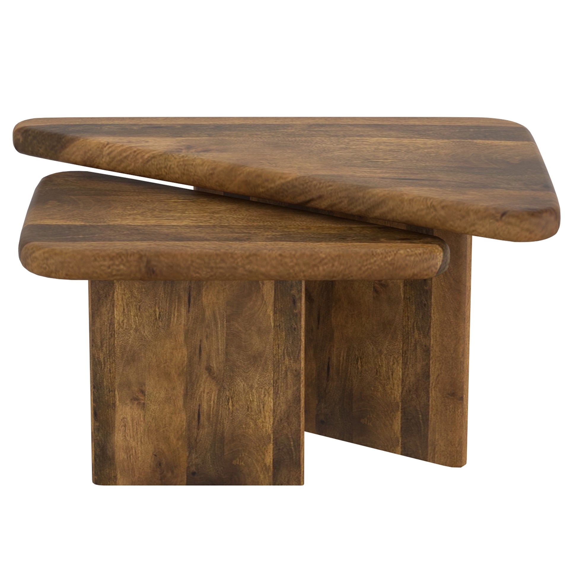 Draco 2-Piece Nesting Coffee Tables - Walnut Mango Wood-DECOROLALA