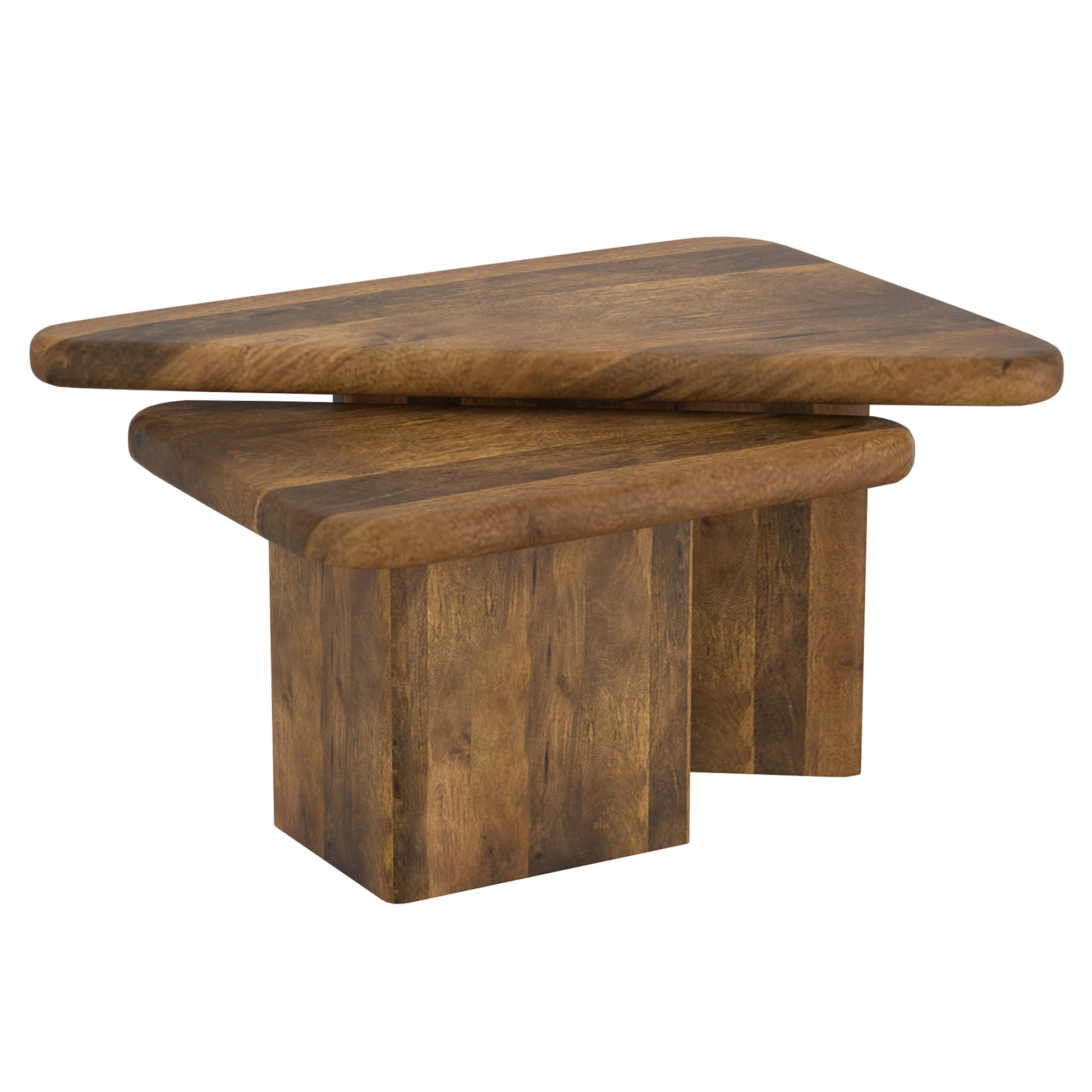 Draco 2-Piece Nesting Coffee Tables - Walnut Mango Wood-DECOROLALA