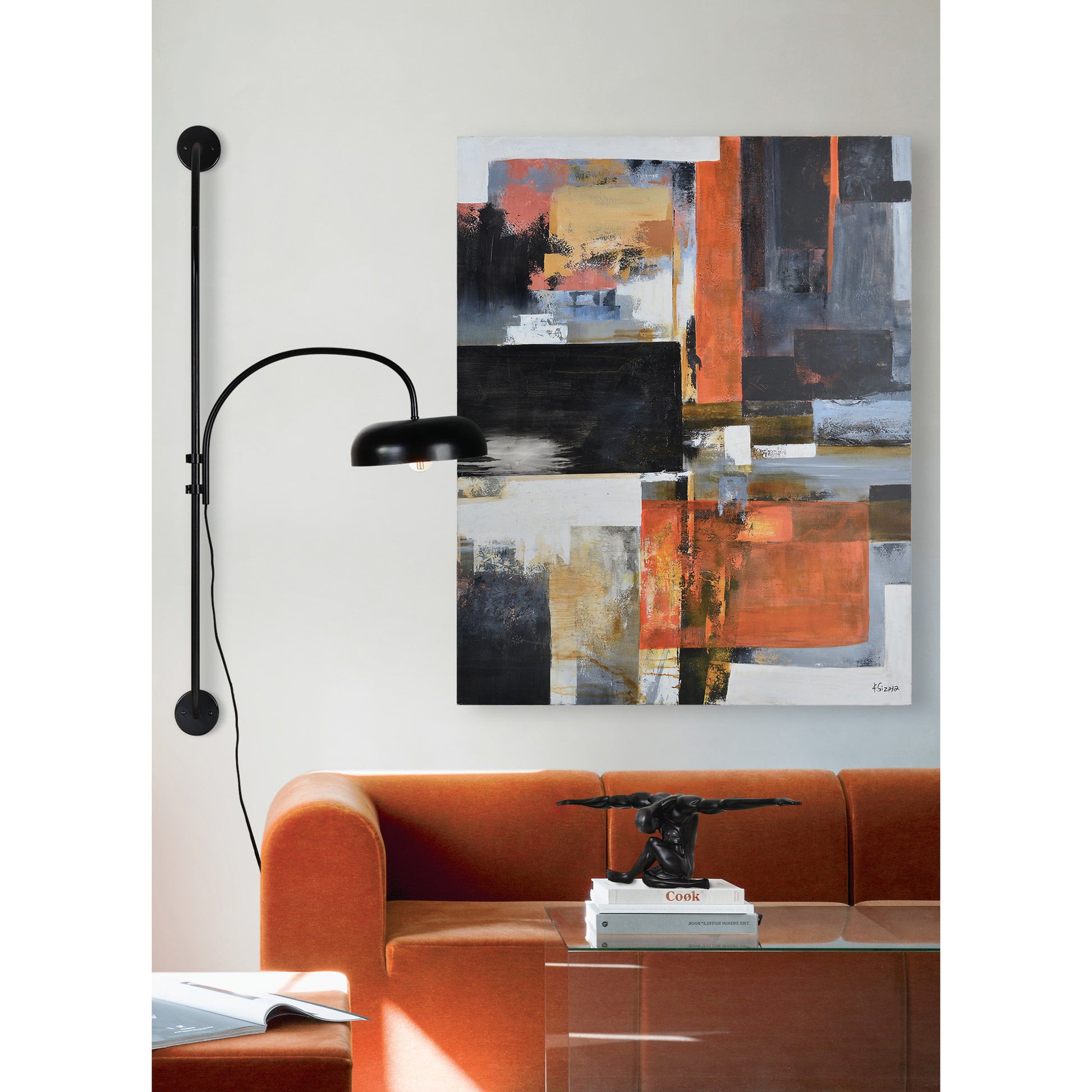 Draco 54.5" LED Wall Sconce, Black-Wall Sconce-DECOROLALA