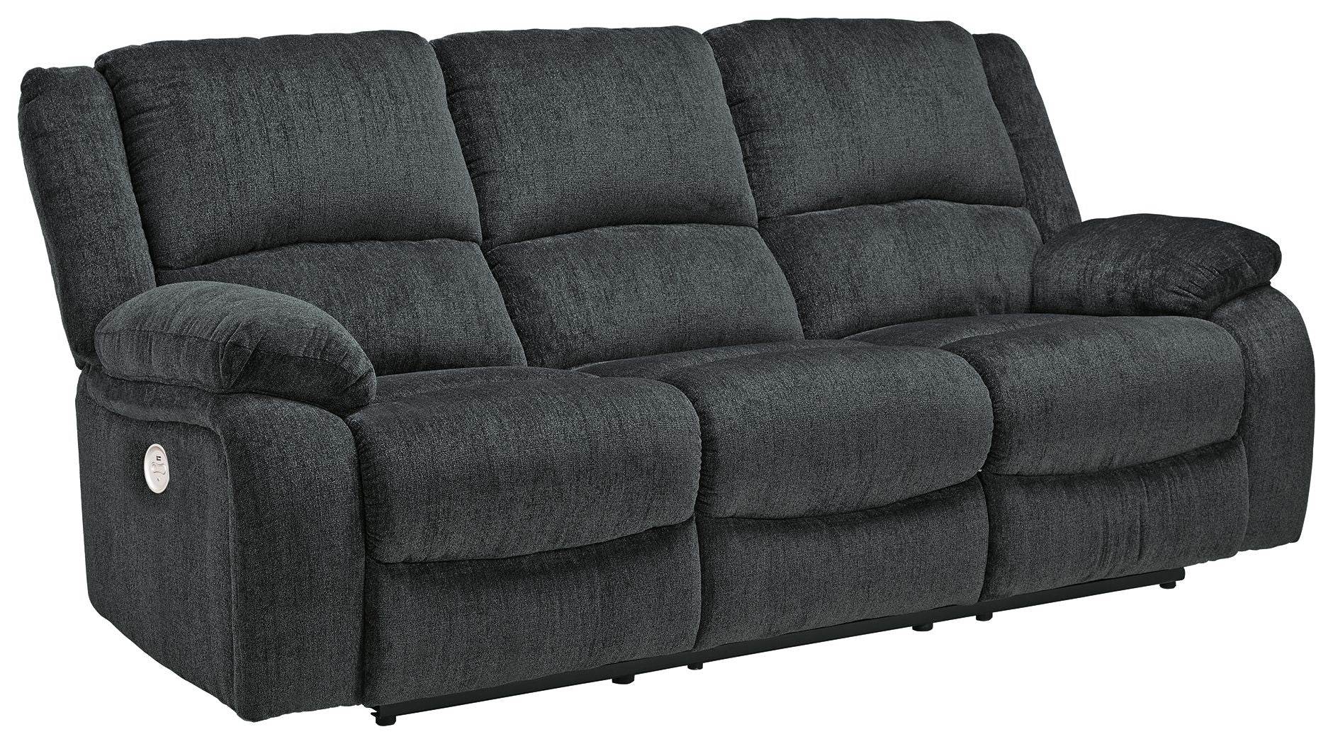 Draycoll Power Reclining Sofa - Slate Chenille-Reclining Sofas-DECOROLALA