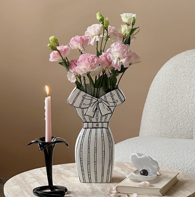 Dress-Inspired Ceramic Vase-Vase-DECOROLALA