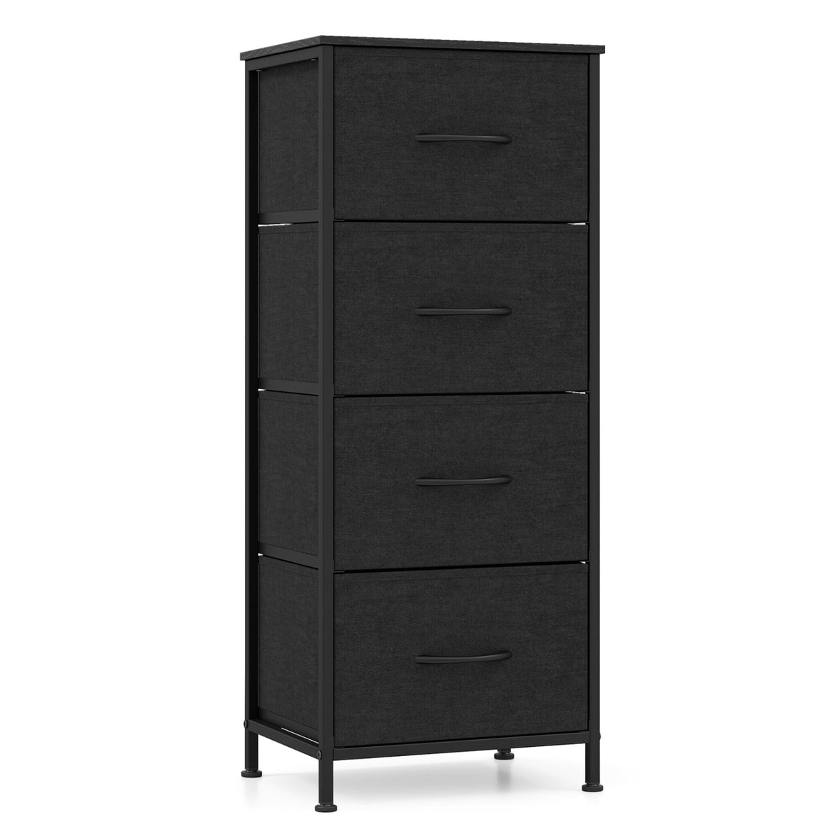 Dresser Nightstand 4 Fabric Drawers Black (min order qty 2)-Dressers & Chests-DECOROLALA