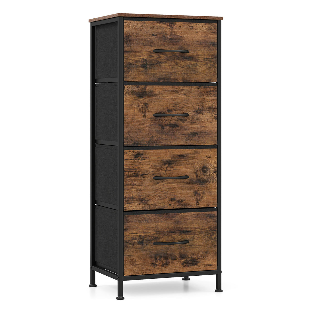 Dresser Nightstand 4 Fabric Drawers Brown (min order qty 2)-Dressers & Chests-DECOROLALA