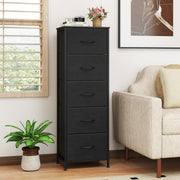 Dresser Nightstand with 5 Fabric Drawers - Black (min order qty 2)-Dressers & Chests-DECOROLALA