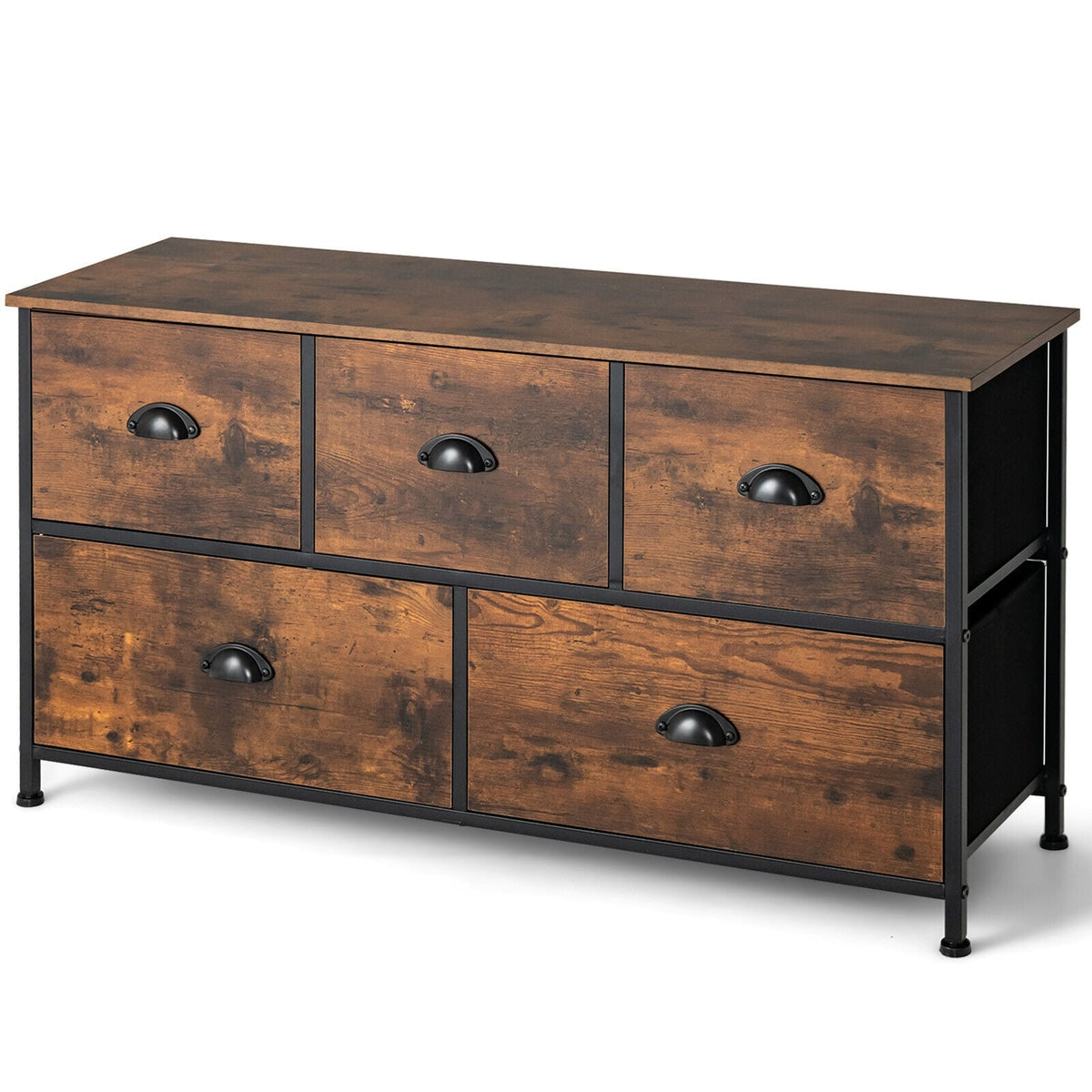 Dresser Organizer 5 Drawers Rustic Brown (min order qty 2)-Dressers & Chests-DECOROLALA