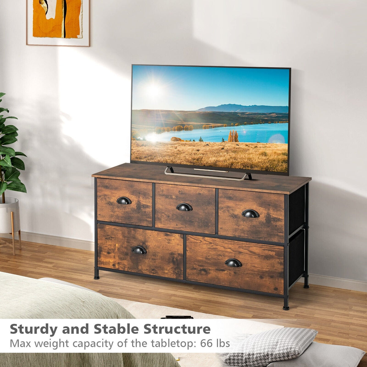 Dresser Organizer 5 Drawers Rustic Brown (min order qty 2)-Dressers & Chests-DECOROLALA