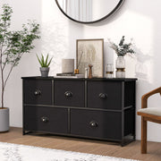 Dresser Storage Tower with 5 Foldable Cloth Storage Cubes-Black-Dressers & Chests-DECOROLALA