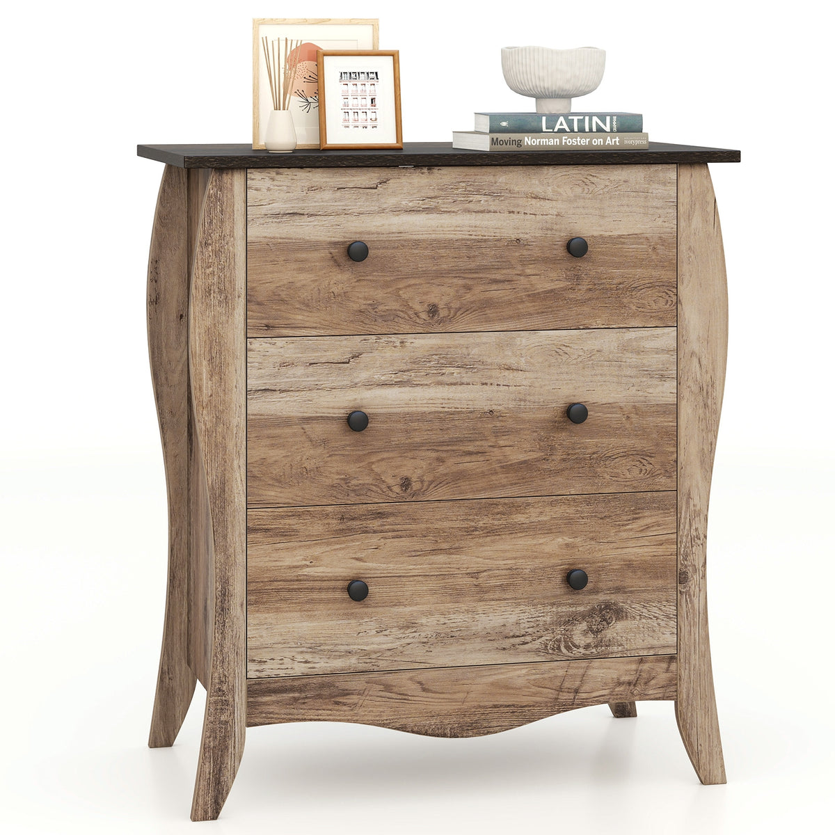 Dresser with 3 Fabric Drawers - Brown (min order qty 2)-Dressers & Chests-DECOROLALA