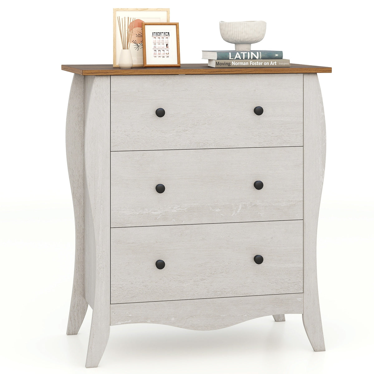 Dresser with 3 Fabric Drawers - Gray (min order qty 2)-Dressers & Chests-DECOROLALA