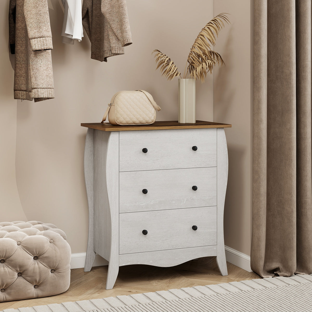 Dresser with 3 Fabric Drawers - Gray (min order qty 2)-Dressers & Chests-DECOROLALA