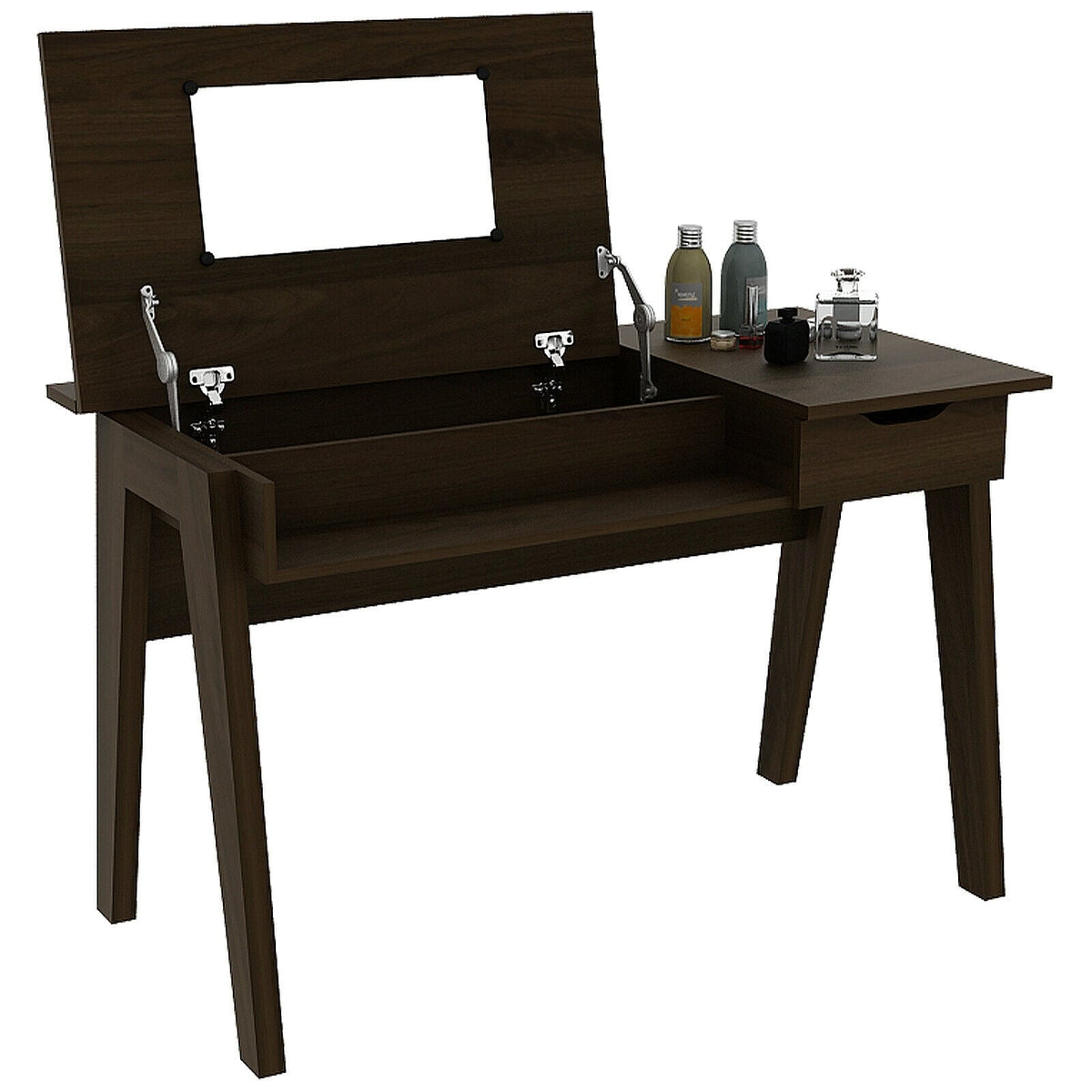 Dressing Table with Flip Mirror and Storage Drawer-Makeup Vanities-DECOROLALA