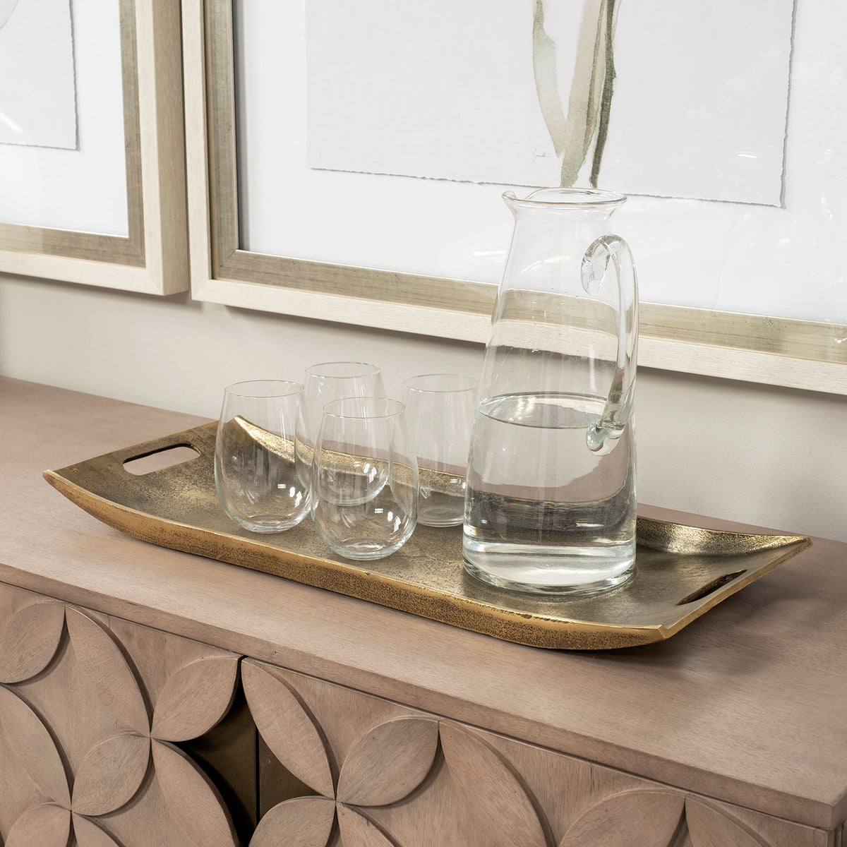 Drey 24L x 10W Gold Rectangular Tray-Trays-DECOROLALA