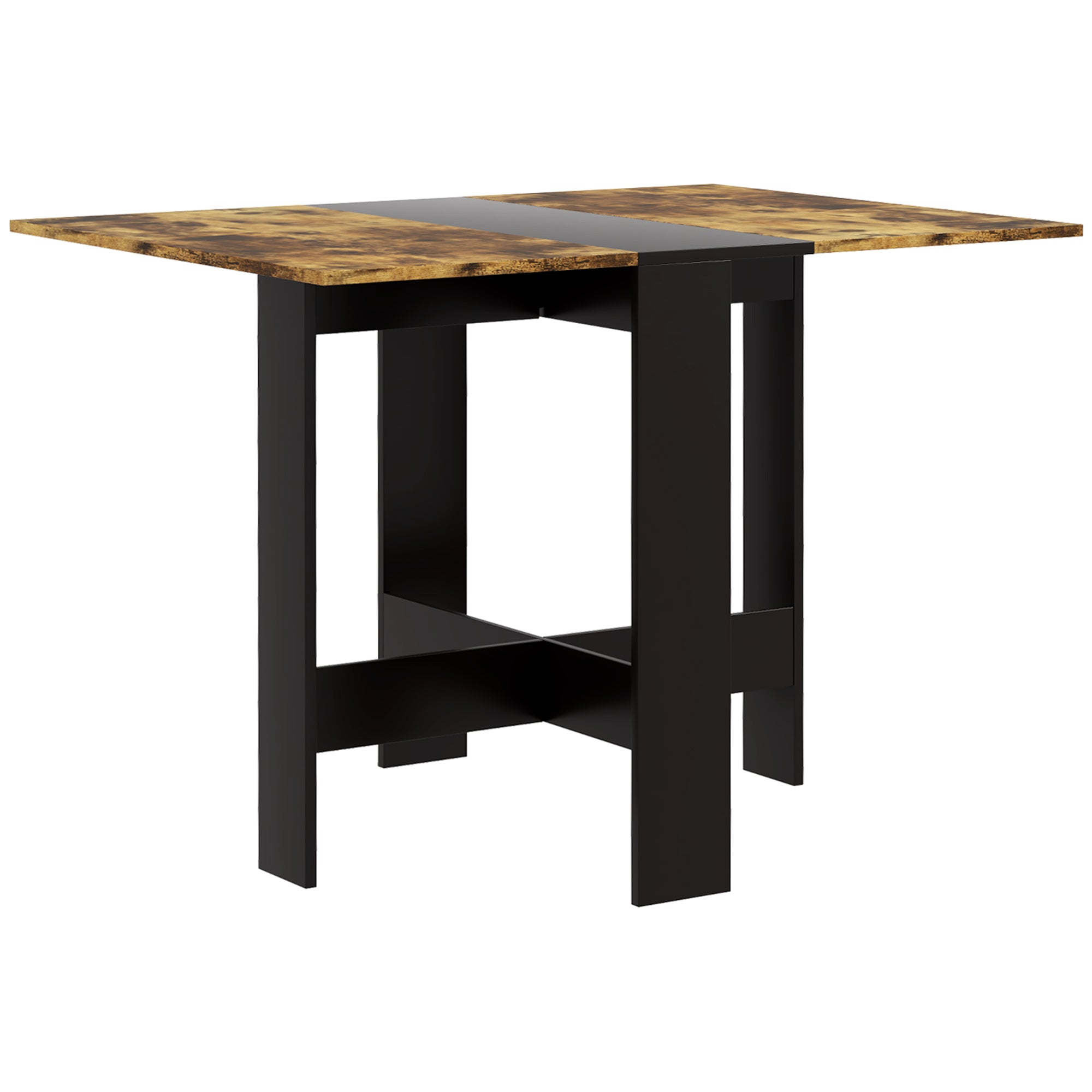 Drop Leaf Dining Table - Rustic Brown and Black Folding Desk-Home Furnishings > Kitchen & Dining Furniture > Dining Tables-DECOROLALA