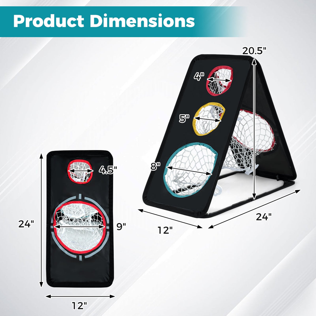 Dual-Sided Golf Chipping Net Triple Target Training System with 5 Target Holes-Golf-DECOROLALA