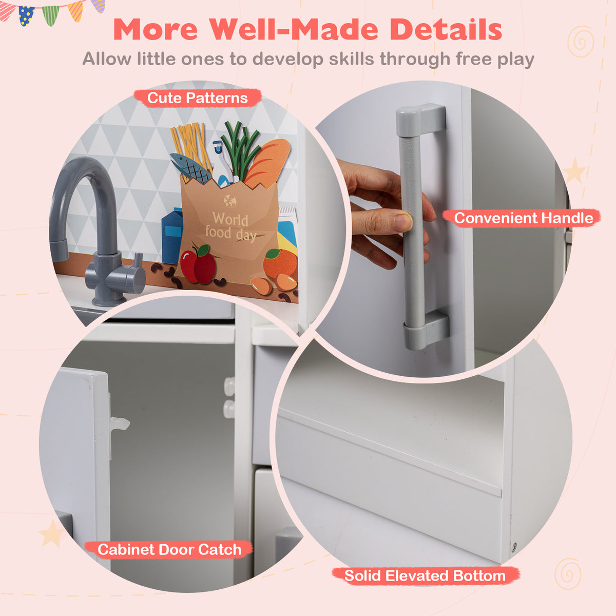 Dual-Sided Kids Play Kitchen with Water Dispenser and Range Hood for 3+ Years Old