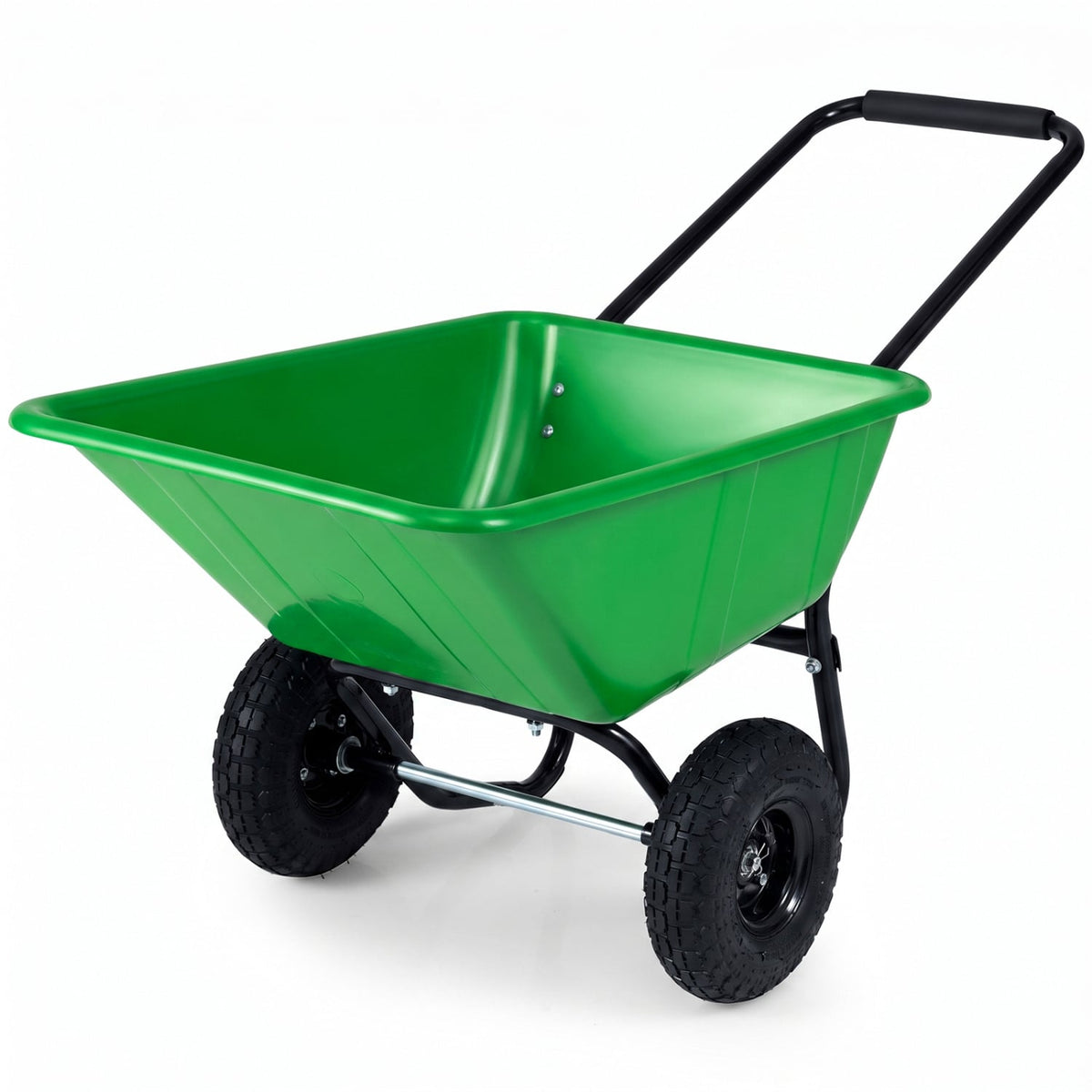 Dual-Wheel Wheelbarrow Garden Utility Cart with Pneumatic Tires-Light Green-Garden Carts-DECOROLALA