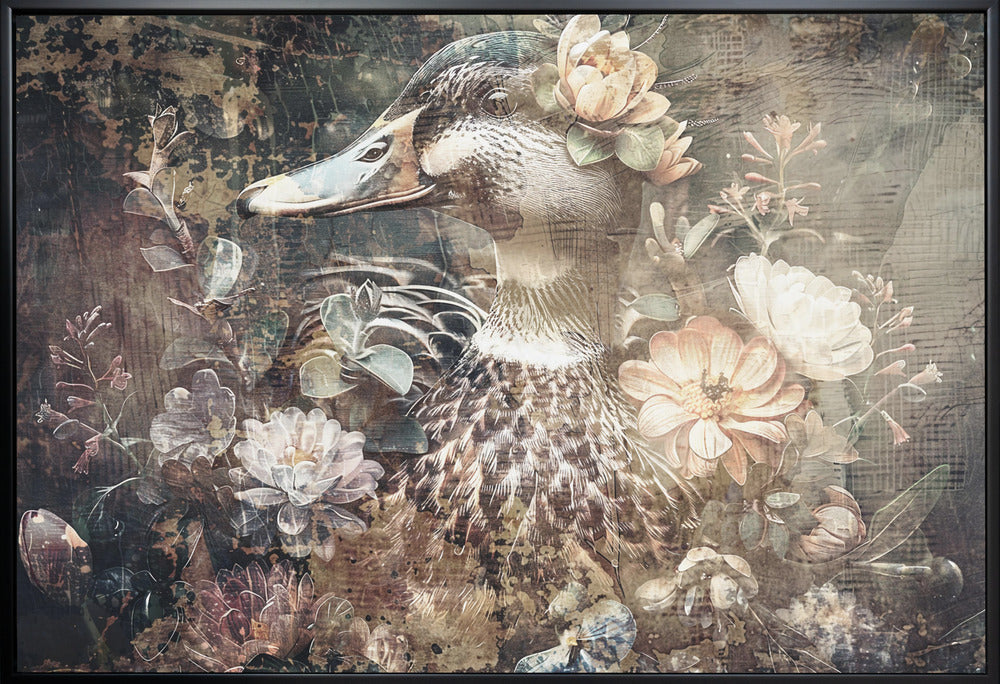 Duck Animal Vintage Art Illustration Wallart 06-canvas-DECOROLALA