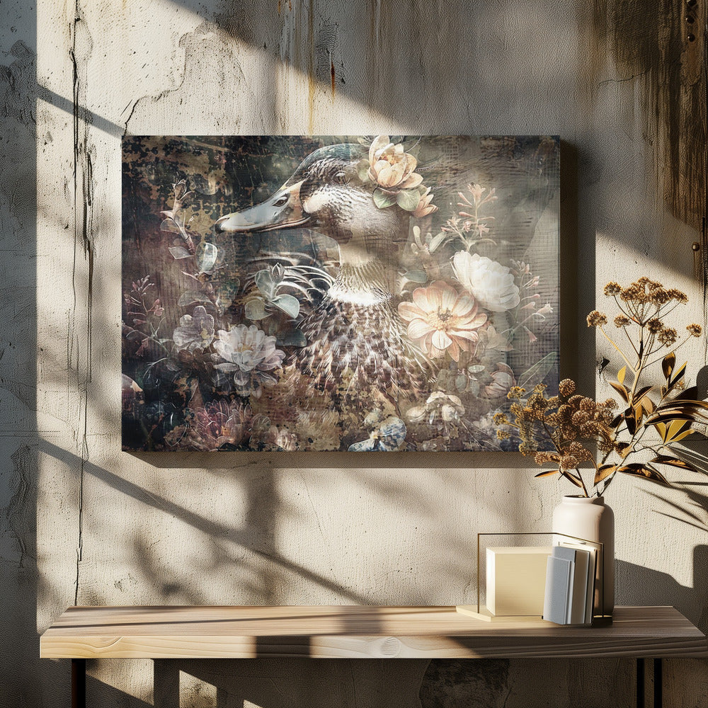 Duck Animal Vintage Art Illustration Wallart 06-canvas-DECOROLALA