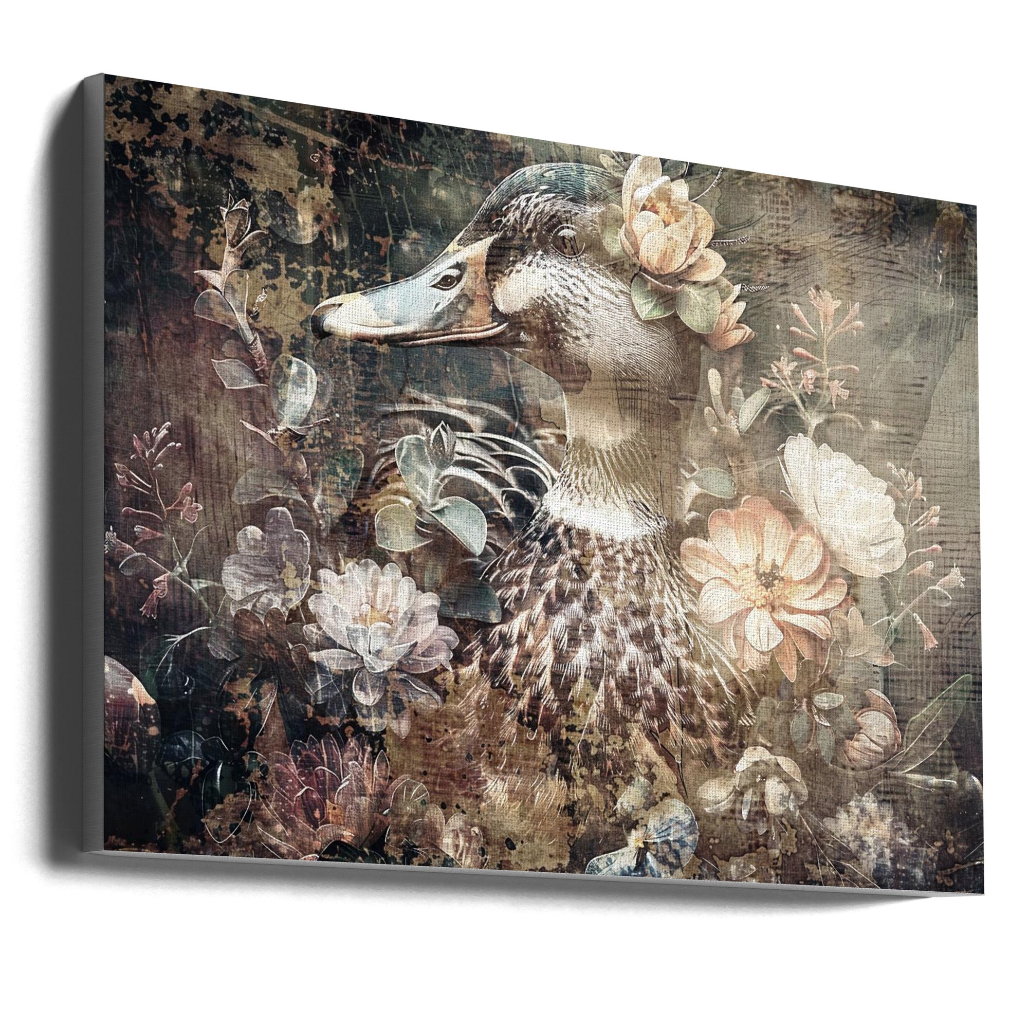 Duck Animal Vintage Art Illustration Wallart 06-canvas-DECOROLALA