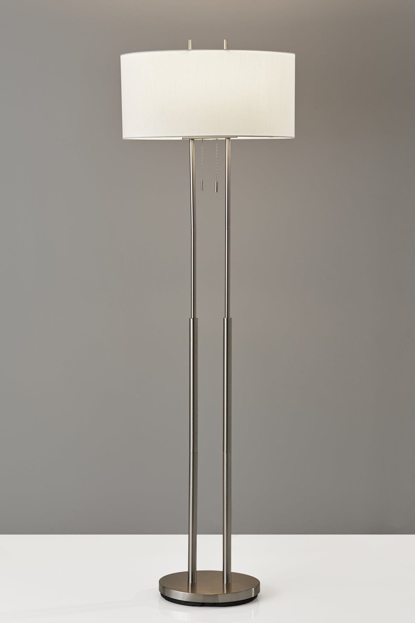 Duet Floor Lamp Dual Shades Brushed Steel-Lighting-DECOROLALA