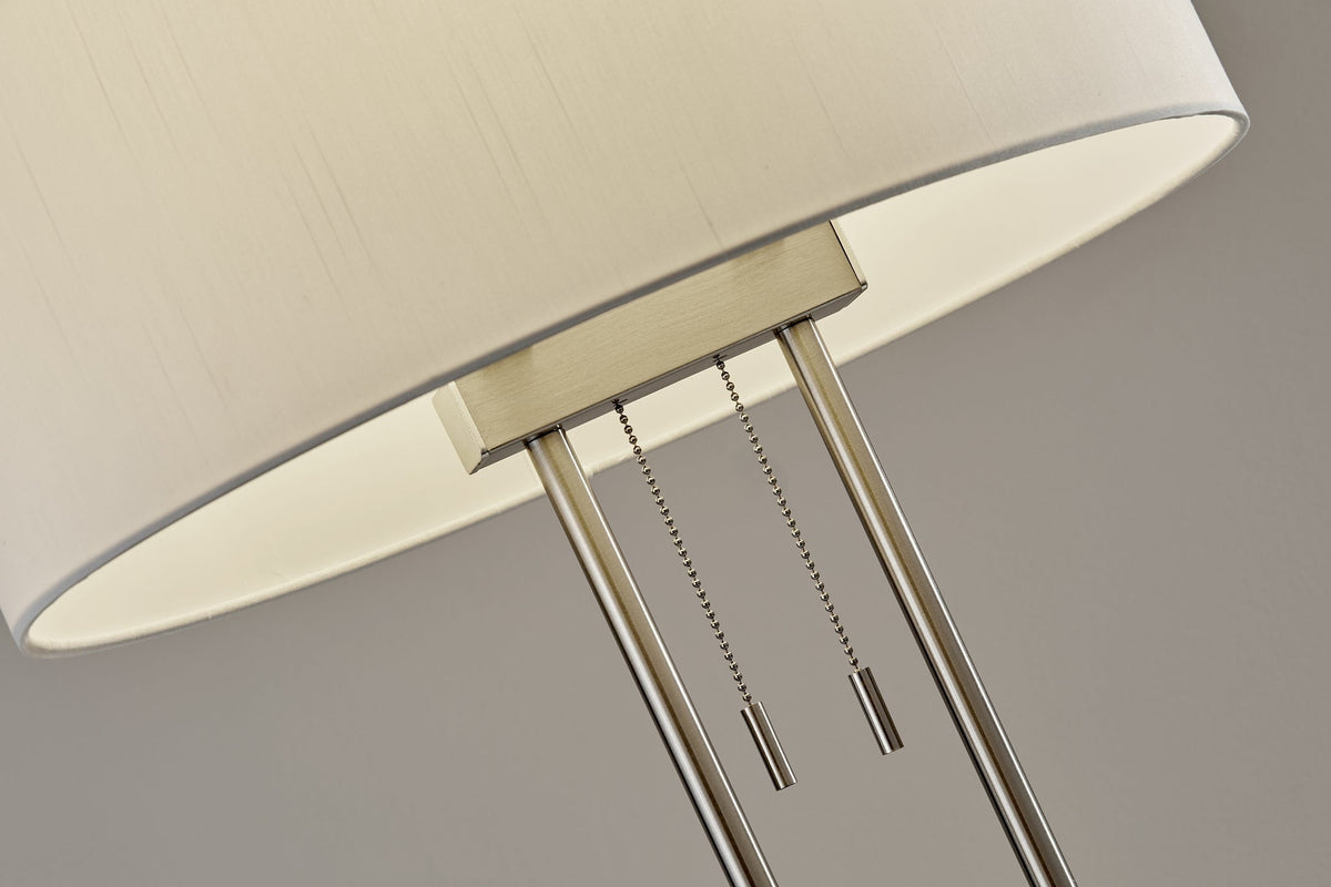 Duet Floor Lamp Dual Shades Brushed Steel-Lighting-DECOROLALA
